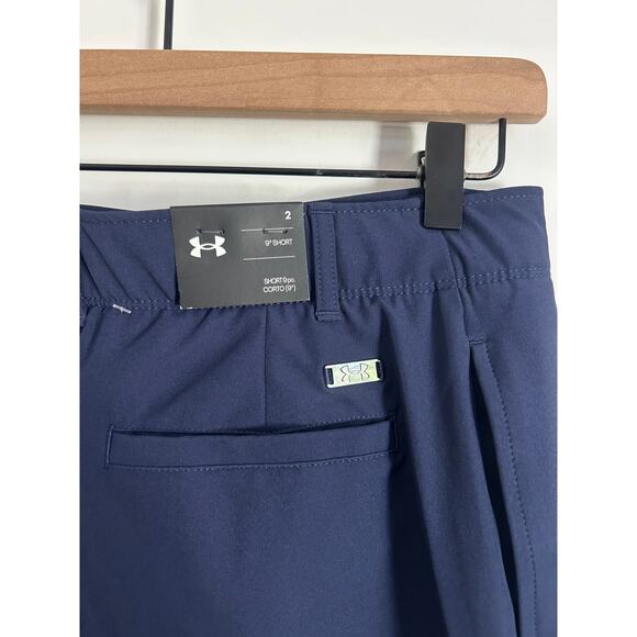 UNDER ARMOUR Navy Blue UA Storm LINKS 9” GOLF SHORTS Womens Size 2 NEW - Picture 5 of 7